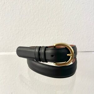 Coach Black leather belt with brass hardware. Size small